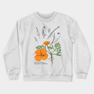 California Poppy Botanical - teal Crewneck Sweatshirt